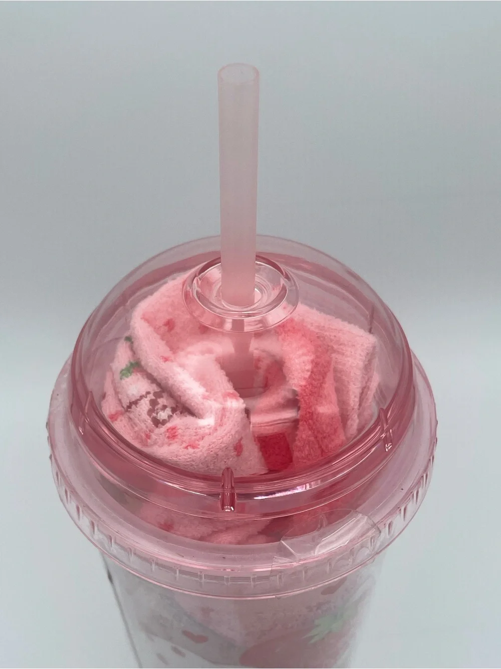 Strawberry Shortcake ClearCharacter Tumbler with Straw and 3 pairs of cozy socks
